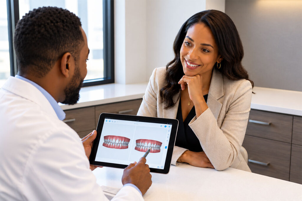 Are Braces Just for Teenagers? Adult Orthodontics Explained dental consultation with 3d simulation are braces just for teenagers adult orthodontics explained featured